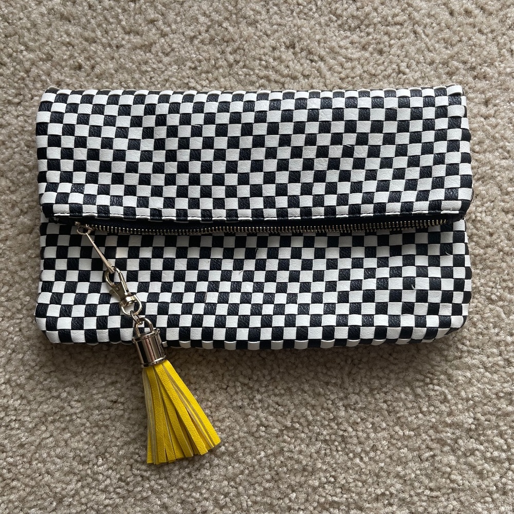Black & White checkered print clutch